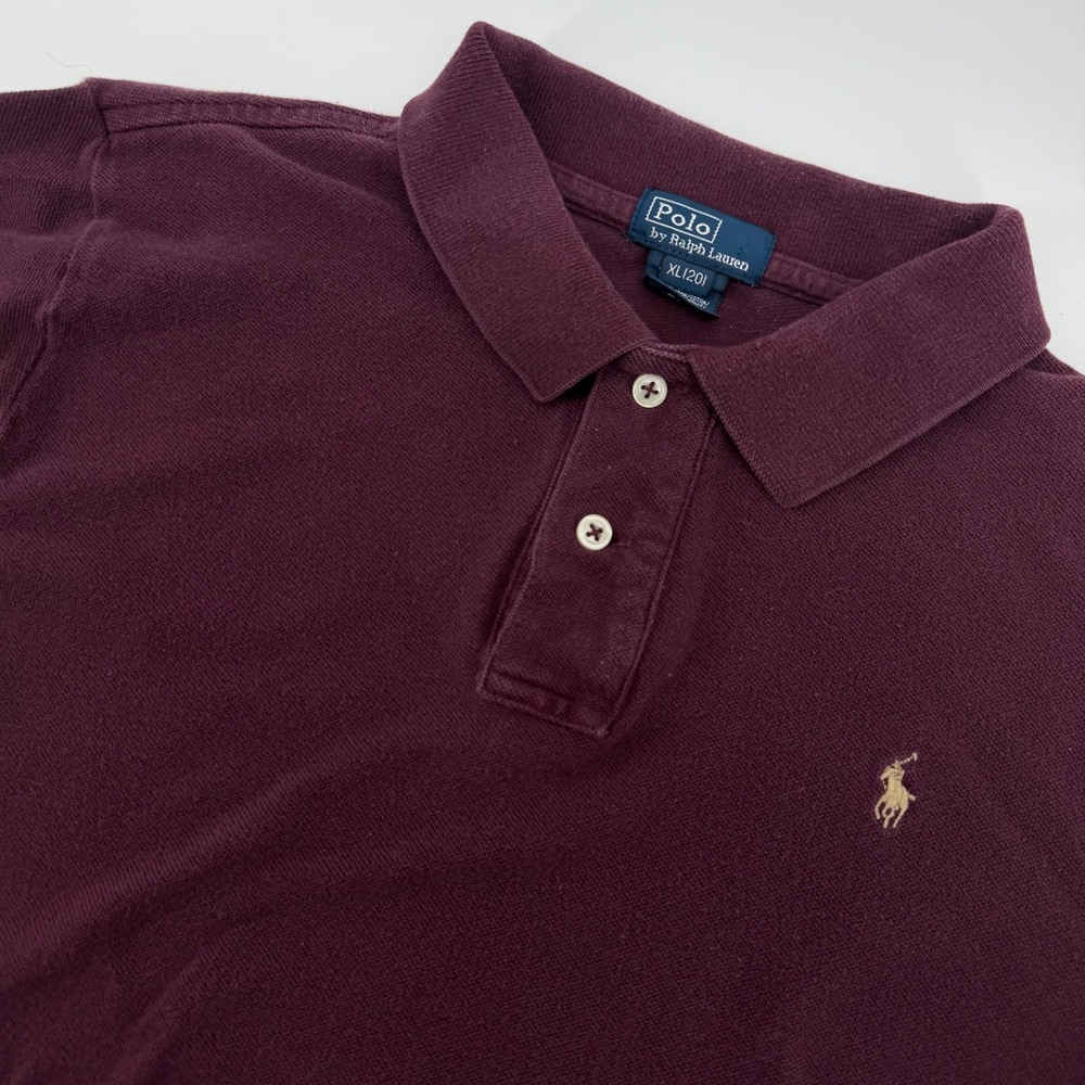 Polo Ralph Lauren Polo Shirt Boys XL 20 Burgundy Short Sleeve Pique Pony Logo